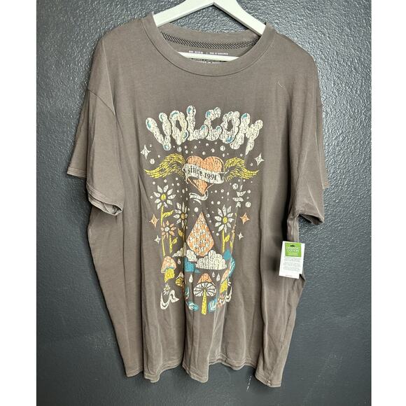 Volcom Stones Throw Short Sleeve Tee T-Shirt, Slate Grey Women's Size M/L NWT - Picture 2 of 7